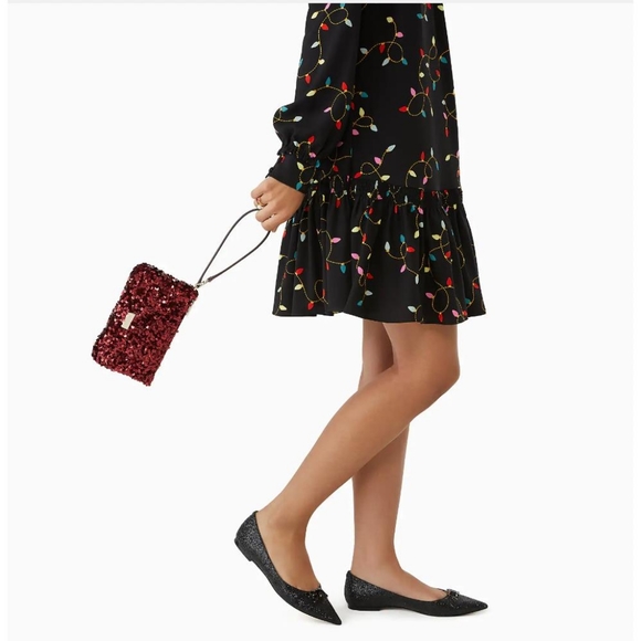 New KATE SPADE Red Kiki Sequin Convertible Wristlet NWT - Picture 3 of 7